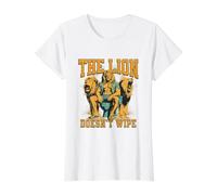 The Lion Doesn't Wipe Funny Alpha Bootleg Unhinged Meme T-Shirt Graphique avec Valeur, Femme, Blanc, S