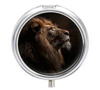 The Lion Raises Its Head Pilulier rond mignon étui à pilules portable pour médicaments, tablettes et vitamines Organiseur pour sac à main