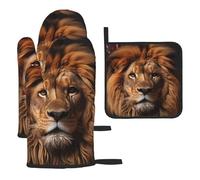 The Lion's Gaze Lot de 3 gants de cuisine et grille à casseroles pour soulever les couvercles de casseroles dans la cuisine, le four à micro-ondes, le four, etc.