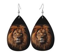 The Lion's Gaze - Paire de boucles d'oreilles pendantes en cuir synthétique - Légères - En forme de goutte d'eau - Pour femme