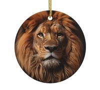 The Lion's Gaze Sapin de Noël en céramique à suspendre, intérieur et extérieur, facile à accrocher avec ruban, décoration de vacances parfaite et cadeau.