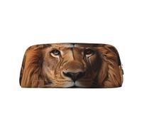 The Lion's Gaze Trousse à crayons avec fermeture éclair - Organiseur de papeterie portable - Pour le bureau et les voyages, Argenté., Taille unique, Art Déco