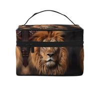 The Lion's Gaze Trousse de maquillage de voyage pour femme (22,9 x 16,5 x 15,7 cm) portable grande capacité sac de rangement pour filles, noir, One Size