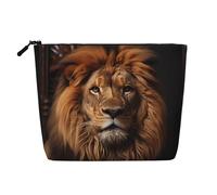 The Lion's Gaze Trousse de maquillage en chanvre synthétique pour femme 100 % polyester, imperméable, grande capacité, parfaite pour les voyages et un usage quotidien