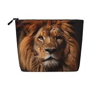 The Lion's Gaze Trousse de maquillage en faux chanvre Grande capacité Organiseur de voyage pour voyage d'affaires et usage quotidien