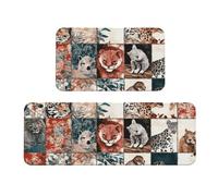 The Little Animals In The Square Lot de 2 tapis de cuisine rembourrés confortables pour décoration de la maison, évier, tapis de cuisine pour sol antidérapant et lavable, lavabo, 43,2 x 119,2 cm +