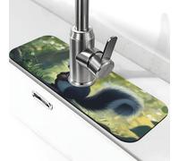 The Little Black Squirrel Tapis de robinet anti-éclaboussures pour robinet de cuisine, poignée de robinet anti-goutte, plateau de séchage pour salle de bain (38,1 x 14 cm)