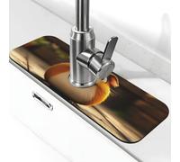 The Little Brown Mouse Tapis de robinet anti-éclaboussures pour robinet de cuisine, poignée de robinet anti-goutte, plateau de séchage pour salle de bain (38,1 x 14 cm)