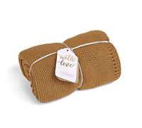 The Little Green Sheep Couverture bébé en maille cellulaire biologique tricotée, légère et respirante 75x75cm, miel