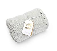 The Little Green Sheep Couverture bébé en Maille cellulaire Biologique tricotée, légère et Respirante 75x75cm, Gris Colombe