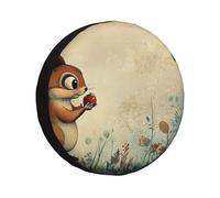 The Little Squirrel Is Taking Fruits Housse de pneu de secours étanche à l'eau et à la poussière Ajustement universel pour remorque, VUS, camion, camping-car 40,6 cm