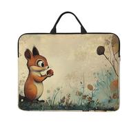 The Little Squirrel Is Taking Fruits Housse de transport avec poignée pour ordinateur portable 14" Housse rembourrée pour ordinateur portable Femme Homme