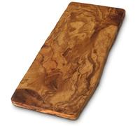 The Live Edge - Planche à découper en bois d'olivier | Grande planche à charcuterie rustique | Pour pain, fromage et charcuterie | 43.2 cm x 61 cm | Marron