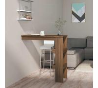 The Living Store Table de bar murale marron imitation chêne 102x45x103,5 cm Matériau dérivé du bois