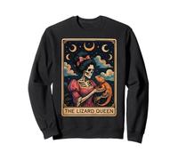 The Lizard Queen Carte de Tarot Dragon Barbu Squelette Sorcière Sweatshirt
