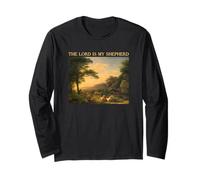 The Lord is My Shepherd Christian Sheep Painting Amateur d'art Manche Longue