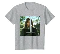 The Lord of The Rings Aragorn Preparing for Battle T-Shirt, Enfant, Gris Chiné, 10 Ans