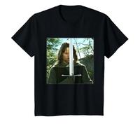 The Lord of The Rings Aragorn Preparing for Battle T-Shirt, Enfant, Noir, 6 Ans