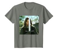 The Lord of The Rings Aragorn Preparing for Battle T-Shirt, Enfant, Vert Kaki chiné, 8 Ans