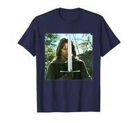 The Lord of The Rings Aragorn Preparing for Battle T-Shirt, Homme, Bleu Marine, S