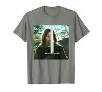 The Lord of The Rings Aragorn Preparing for Battle T-Shirt, Homme, Vert Kaki chiné, L