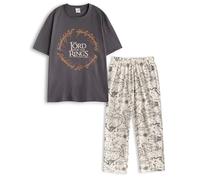 The Lord Of The Rings Ensemble de vêtements de Nuit Gris pour Hommes | T-Shirt Graphique à Manches Courtes à col Ras du Cou et Bas imprimés de Cartes | Vêtements Fantaisie avec Ceinture élastique