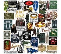 The Lord of The Rings Lot de 50 grands autocollants en vinyle pour ordinateur portable, bouteille d'eau, scrapbooking, tablette, skateboard, intérieur/extérieur