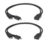 The Lord of the Tools 2pcs Câbles d'extension en Y de Type C Femelle vers USB C + Micro USB Mâle de 0,3M pour Téléphones Portables Petits Ventilateurs