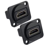 The Lord of the Tools 2pcs Connecteurs Adaptateurs de Panneau HDMI Droit de Type D Femelle vers Femelle Connecteur à Tête Plate Plaqué Or