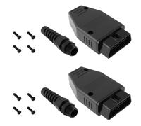 The Lord of the Tools 2X Connecteurs OBD2 16 Broches pour Voiture Adaptateur de Prise Mâle 12 V OBDII avec Coque à Vis pour Voiture Et Camion Noir