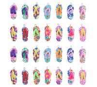 The Lord of the Tools 50pcs Breloques pour Bijoux Argile Tongs Breloques Pendentif Mini Pantoufles Colorée Ornement Décoration pour Femmes Filles Fabrication de Bijoux Bricolage Accessoires