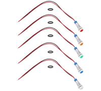 The Lord of the Tools 5pcs Argenté Lampes de Signalisation LED en Métal avec Trou de Montage de 6mm 12V-24V AC/DC avec Fil de 150mm IP65 Voyant d'avertissement LED pour Camion Bateau Multicolore
