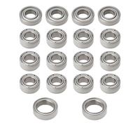 The Lord of the Tools Lot de 18 roulements à billes métalliques en acier compatibles avec T-Amiya MB-01 5 x 11 x 3 mm 5 x 10 x 4 mm 8 x 12 x 3,5 mm, argenté