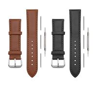 The Lord of the Tools Lot de 2 bracelets de montre en cuir de 18 mm avec outil de retrait - Étanche et résistant à la transpiration - Pour homme et femme - 1 noir et 1 marron