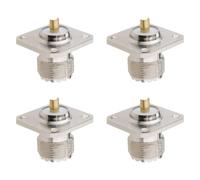 The Lord of the Tools Lot de 4 Connecteurs SO239 UHF pour Panneau de Prise Connecteur à Bride Panneau de Prise à 4 Trous pour Antenne équipement LAN sans Fil Câble Coaxial 25 X 25 Mm