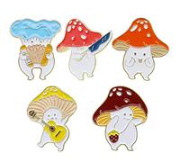 The Lord of the Tools Lot de 5 broches en émail en forme de champignon pour sac à dos, vêtements, chapeaux, décorations 5 styles