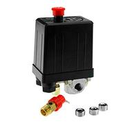 The Lord of the Tools Pressostat monophasé pour compresseur d'air (4 ports) avec valeur de sécurité et bouchon d'obturation 12 bar 175 PSI