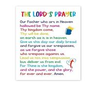 The Lord's Prayer Wall Art - Our Father Scripture Poster, Biblical Canvas Print for Church, Classroom, Nursery, Christian Home Decor(Framed,12x18inch(30x45cm))