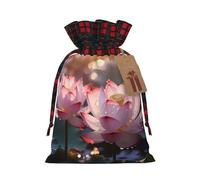 The Lotus in Full Bloom Sac de Noël avec cordon de serrage 21,1 x 30 cm