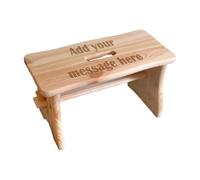 The Lovely Keepsake Company Tabouret en bois personnalisé pour enfant - Message gravé, banc rectangulaire, bois d'hévéa massif, siège pour enfants, décoration de salle de jeux | 39 cm x 19 cm x 21 cm