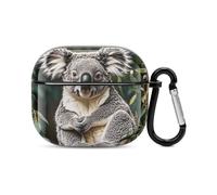 The Lovely Koala - Coque intégrale pour écouteurs Bluetooth - Protection intégrale contre les chocs - Coque rigide - Prend en charge le chargement sans fil avec porte-clés - Cadeau personnalisé pour