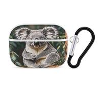 The Lovely Koala Earbuds Organizer Coque de protection antichoc pour Airpods Pro avec mousqueton anti-chute pour Airpods Pro 2ème génération Blanc