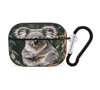 The Lovely Koala Earbuds Organizer Coque de protection antichoc pour Airpods Pro avec mousqueton anti-chute pour Airpods Pro 2ème génération Noir