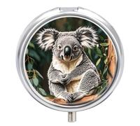 The Lovely Koala Pilulier 3 compartiments de voyage 3 x par jour Organiseur de vitamines portable avec miroir Petit pilulier pour sac à main et poche Mignon récipient à médicaments quotidien en métal