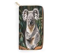 The Lovely Koala Portefeuille fin en cuir synthétique pour cartes de crédit, argent liquide, poche à fermeture éclair, poche pour pièces d'identité, porte-monnaie, porte-monnaie, petite taille avec