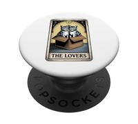The Lovers Carte de Tarot Chat câlin PopSockets PopGrip Adhésif