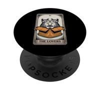 The Lovers Carte de Tarot Chat câlin PopSockets PopGrip Adhésif