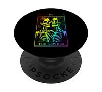 The Lovers Carte de Tarot Gothique Occulte Squelette lesbien Halloween PopSockets PopGrip Adhésif