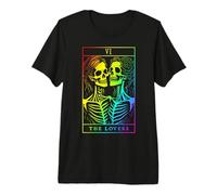 The Lovers Carte de Tarot Gothique Occulte Squelette lesbien Halloween T-Shirt Haut de Gamme