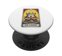 The Lovers Carte de Tarot Humoristique Motif Chats câlinants PopSockets PopGrip Adhésif